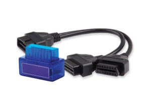 OBD2 splitter cable and a blue monitoring chip - chip your car performance chips