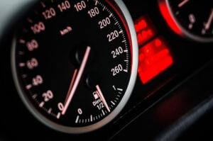 Sideways view of speedometer at 0 MPH - What Driving Speed Saves the Most Gas Money?