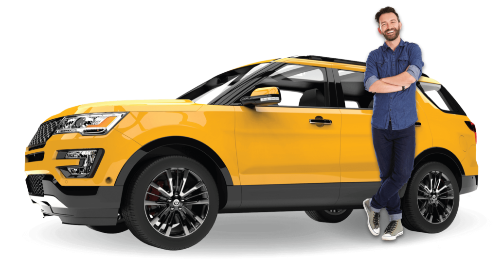 man next to orange SUV - chip your car performance chips